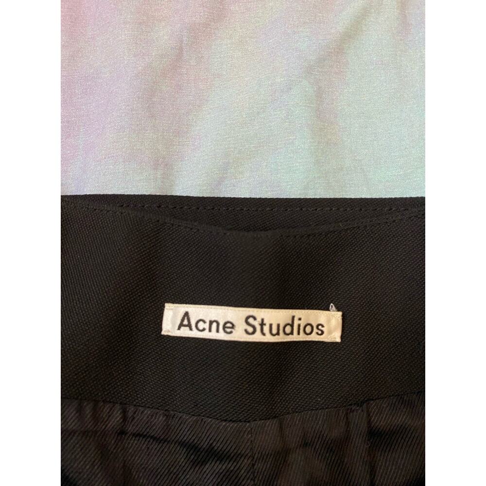 Acne Studios INEZ Wool Pleated Wide Leg Cropped Culotte Pant PSS17 Black Sz 36 - Picture 7 of 14